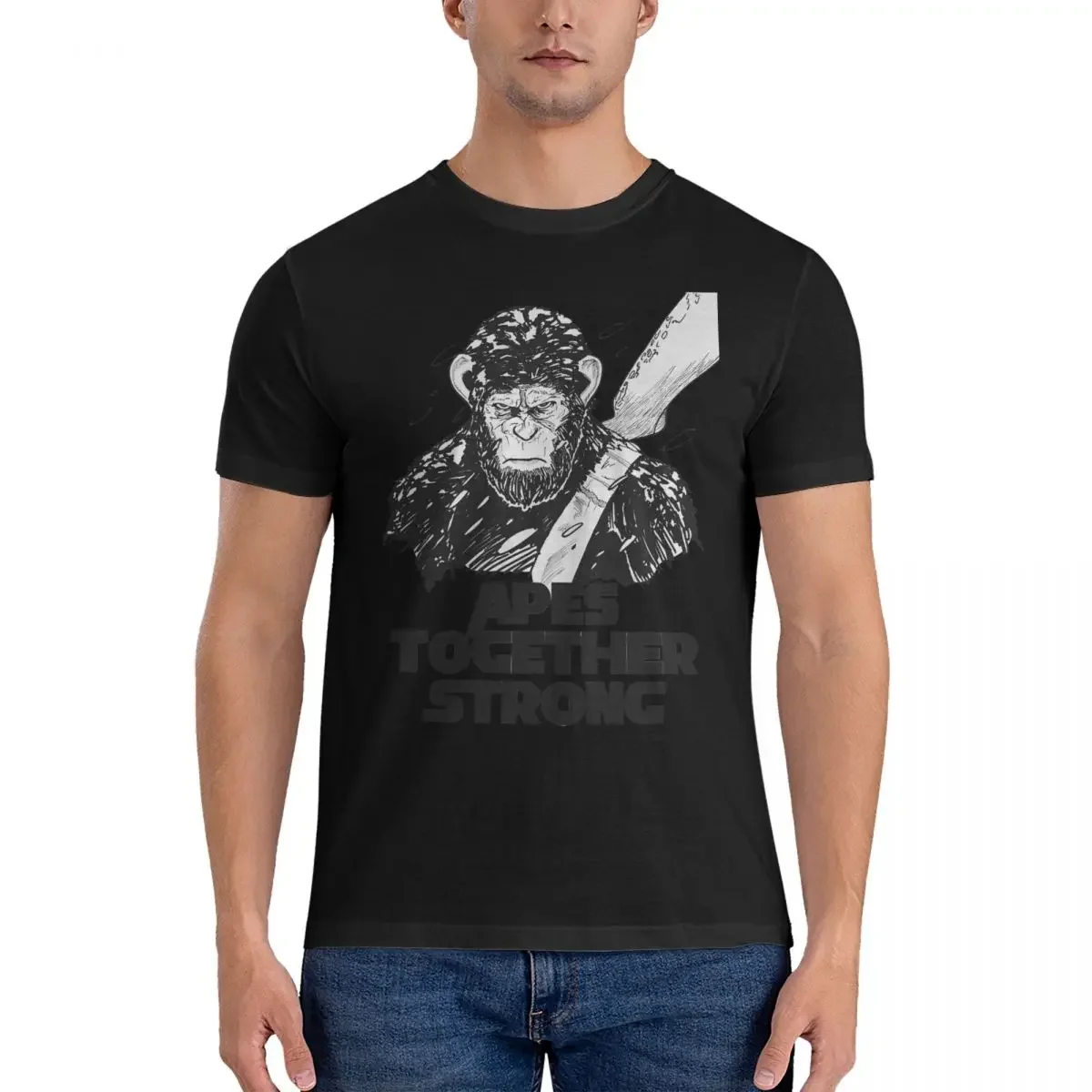 New Men T-Shirt Caesar Apes Together Strong Vintage Pure Cotton Tee Short Sleeve rise of the planet of the apes T Shirt Round