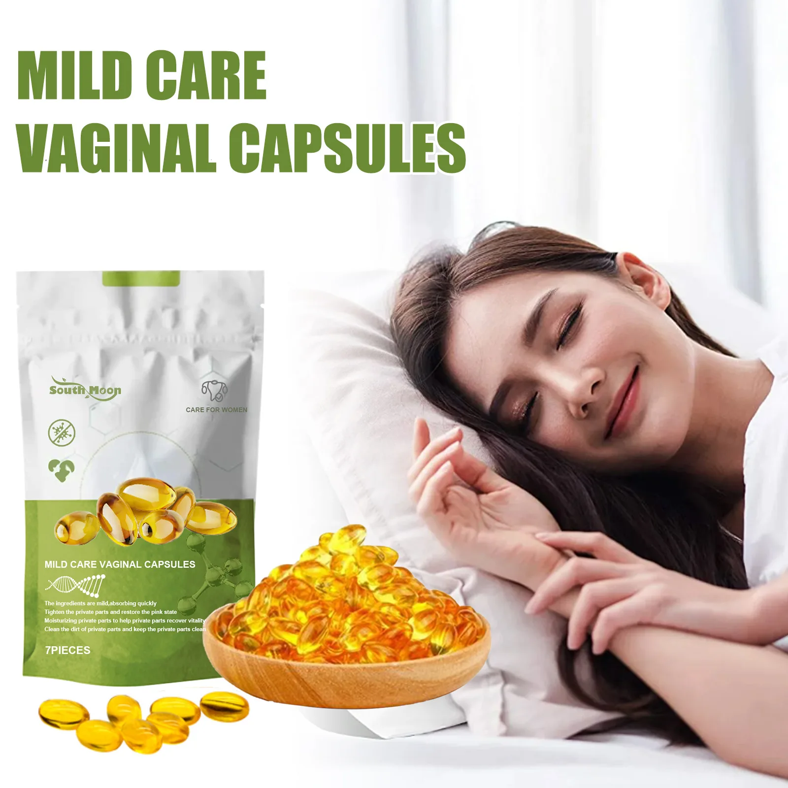 South Moon Vaginal Capsule Vagina Tightening Shrinking Remove Odor Anti-Itch Bacteriostasis Reduce Yam Detox Women Private Care