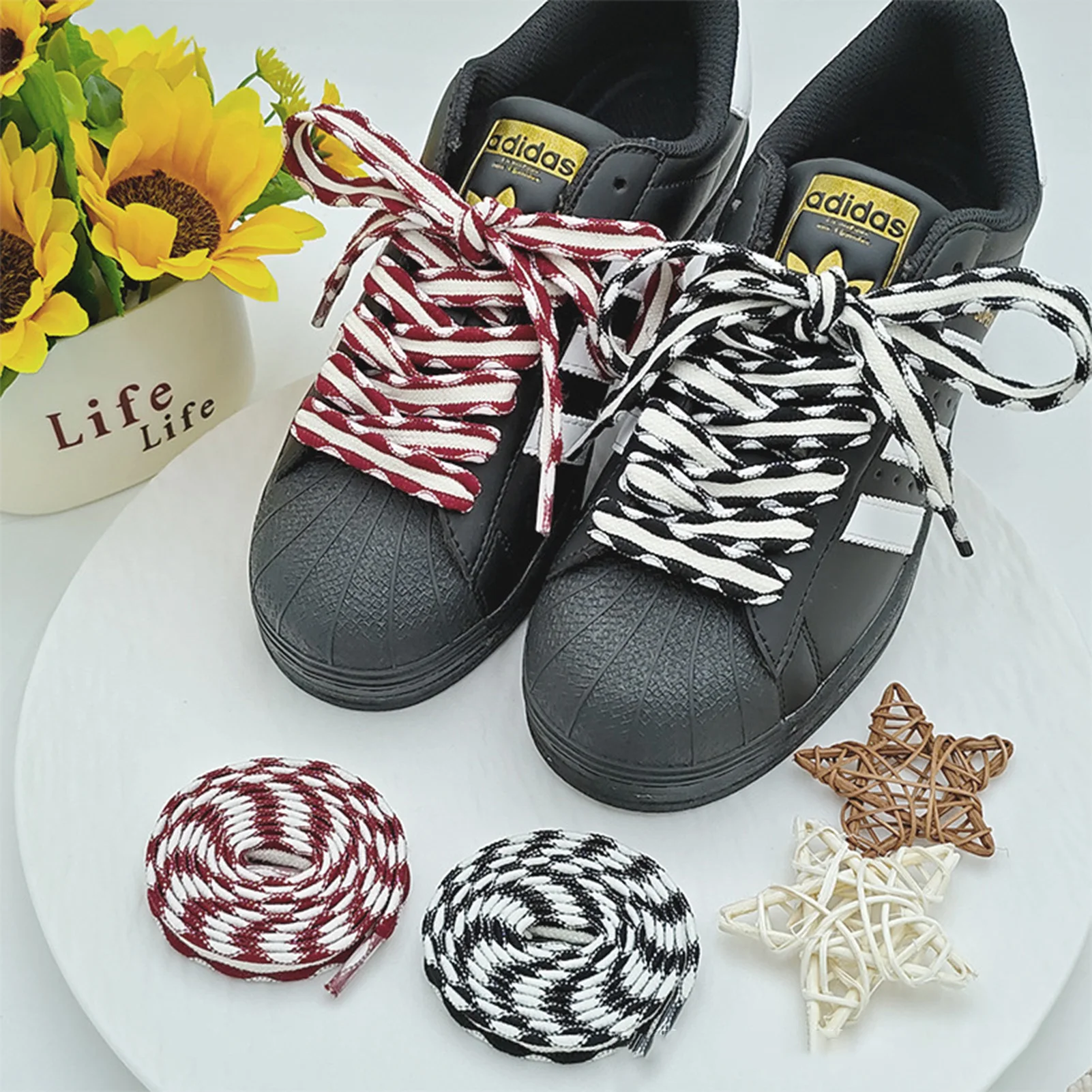 

1Pair Flat Shoelaces 2 Colors Classic Rope Laces DIY Casual Sneakers Shoelace Adults Teenagers Shoe Accessories 120cm