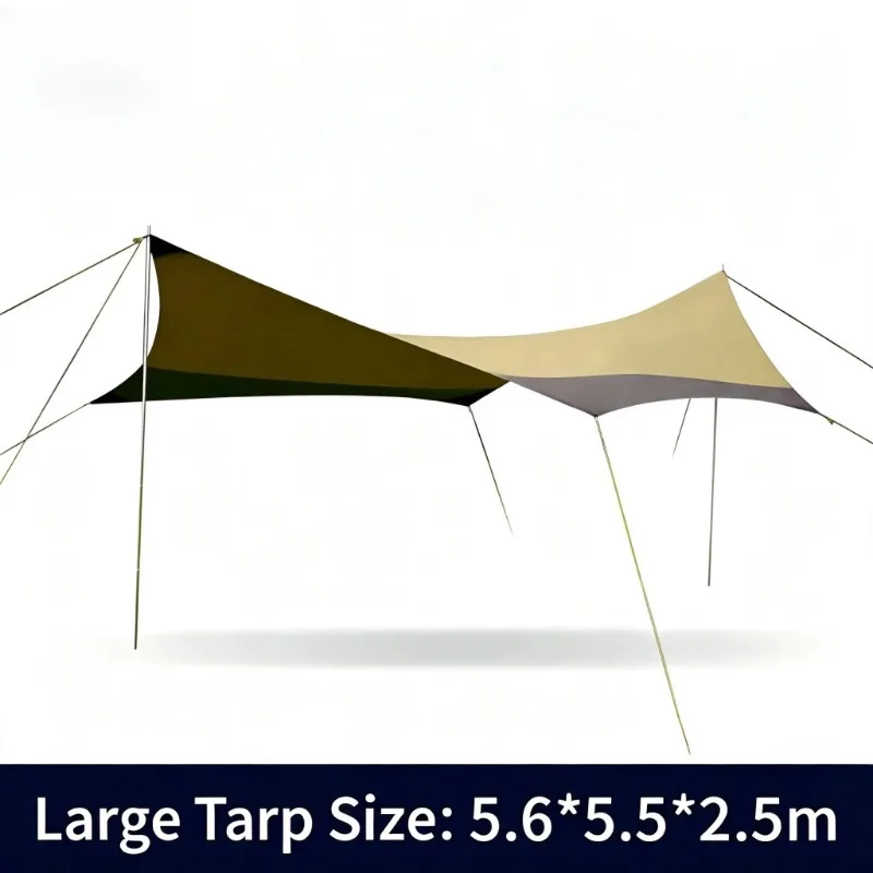 Customizable Large Camping Tarp (with Pole) Camping Tarp Umbrella Rope Kit, Suitable for Full Outdoor Survival Fast Delivery