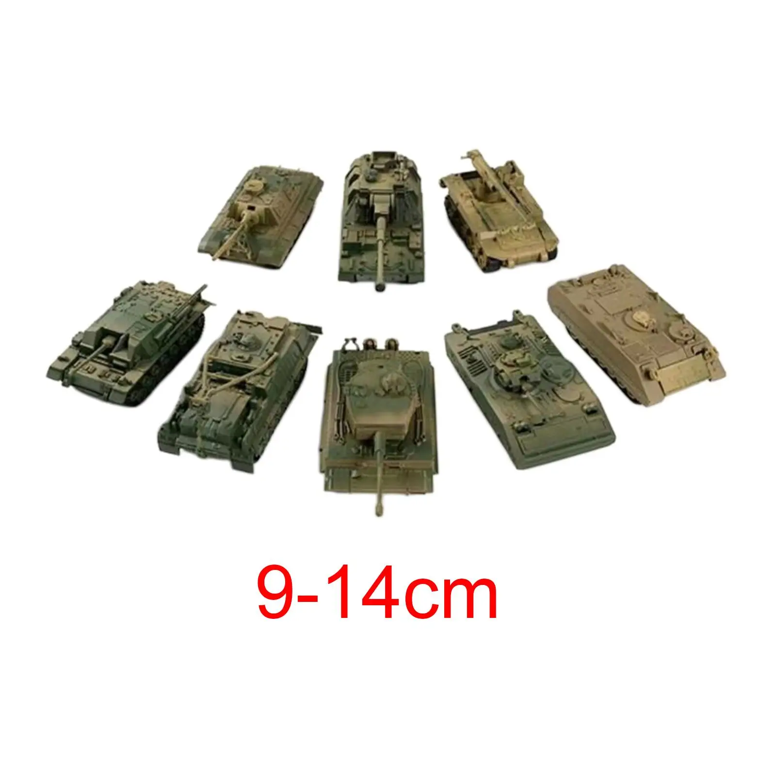 8x 1/72 modelo de tanque colecionável 4D modelo de tanque moderno para crianças meninas adultos