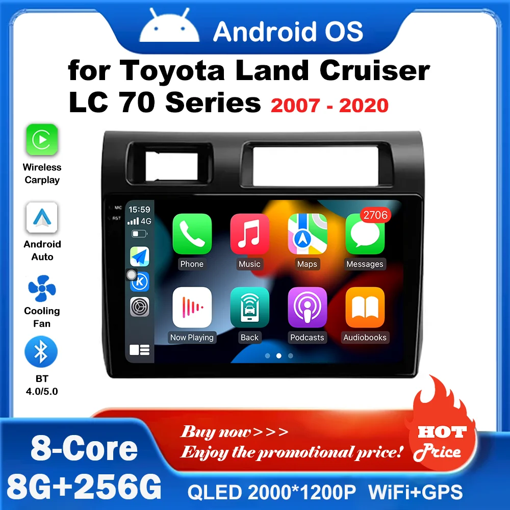 

DSP Stereo Split Screen Android OS WiFi for Toyota Land Cruiser LC 70 Series 2007 - 2020 GPS Car Video Multimedia Player BT 4G