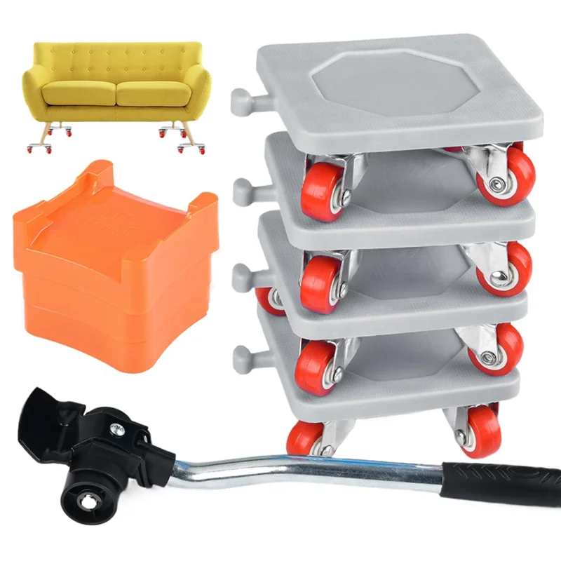 【ของขวัญ】ชุดเครื่องมือขนย้ายเฟอร์นิเจอร์แบบหนักพร้อมล้อเลื่อน 4 ล้อ สำหรับเคลื่อนย้ายสิ่งของ