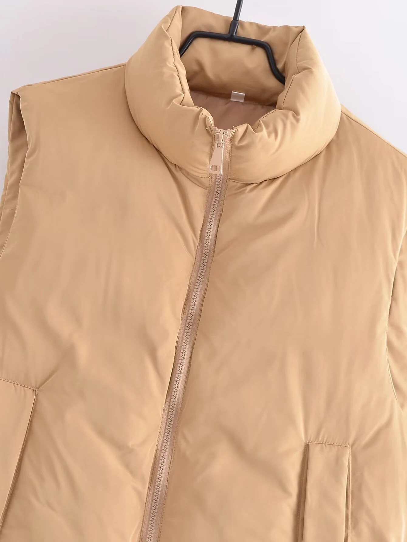 ZERAINS 2025 Autumn/Winter New Women's Commuter Stand Collar Sleeveless Vest Versatile Warm Short Cotton Jacket