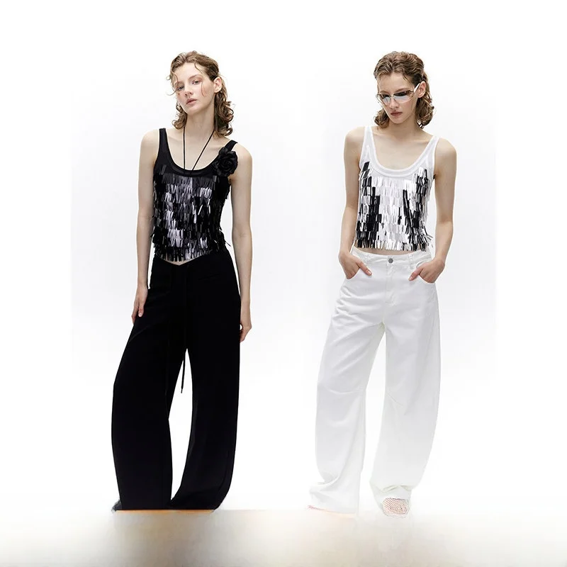 

Жилетка Loala Office с оригинальным дизайном, блестящими пайетками и бретелями, женская, модная, приталенная, из полиэфирного волокна, для ношения под одеждой