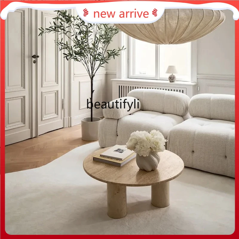 

Natural travertine coffee table oval retro home coffee table designer tea table G1218