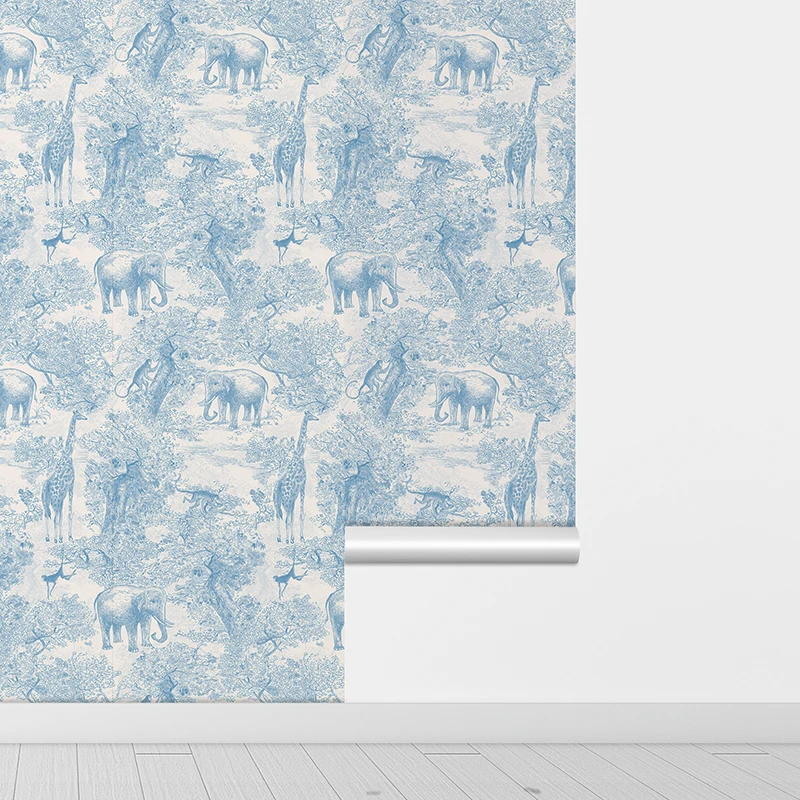 Himmelblaue Dschungel tapete Tier bäume schälen und kleben Wald PVC Tapete selbst klebende Möbel Vinyl Schrank Aufkleber