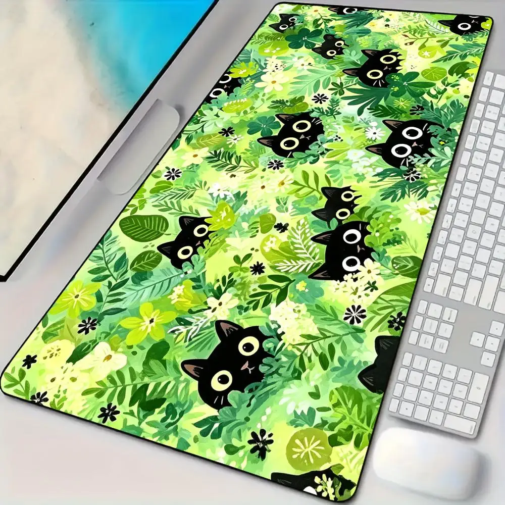 Dense grass and black cats Mouse Pad Desk Mat Large Computer Office Carpet XXL Mousepad Gamer Gaming PC Accessories Keyboard Rug