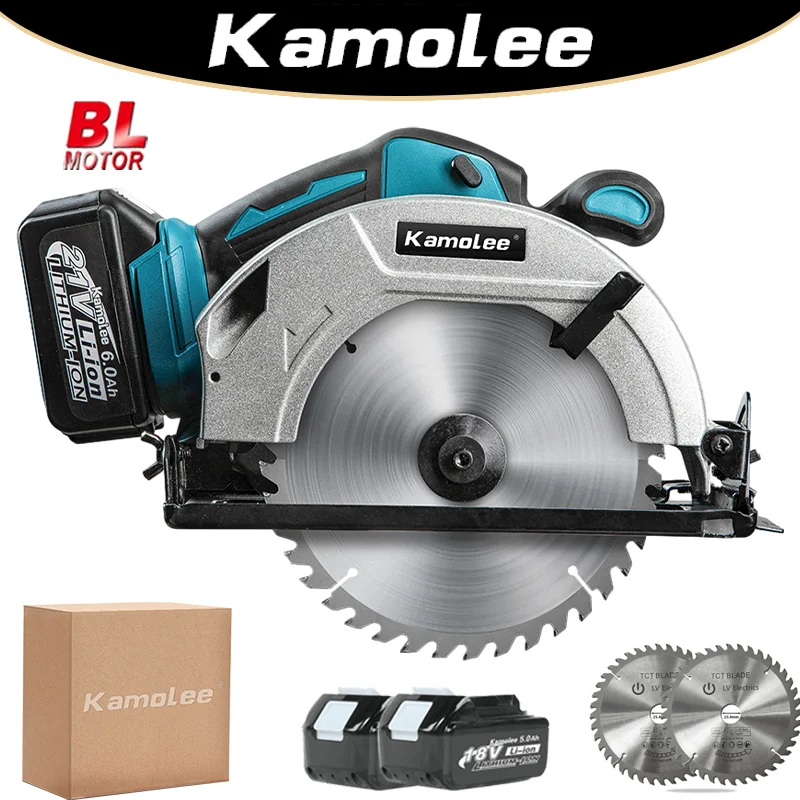 Kamolee 7 inch 21V 6.0Ah 6000mAh Electric Circular Saw  for Home DIY Compatible Makita 18V Battery