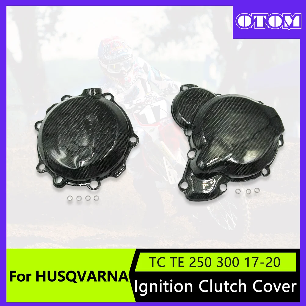 

OTOM Motorcycle Carbon Fiber Clutch Ignition Cover Engine Guard Protector For HUSQVARNA TC250 TE250 TE300 TX300 2017-2020