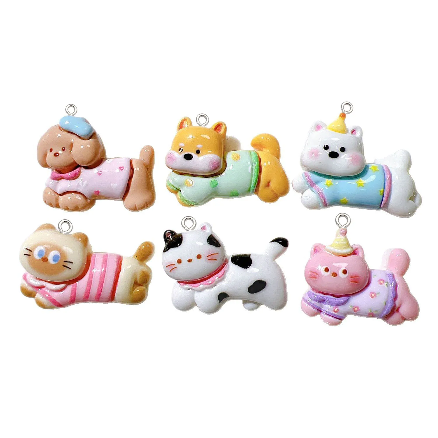 10 قطع لطيف الراتنج القط الكلب المعلقات diy صنع المجوهرات الاكسسوارات سحر الحرفية قلادة اليدوية قلادة أساور أقراط