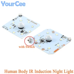 5 pces/1pc pir sensor de movimento corpo humano ir indução infravermelha luz noturna placa led carga recarga noite módulo controle da lâmpada 2-3m