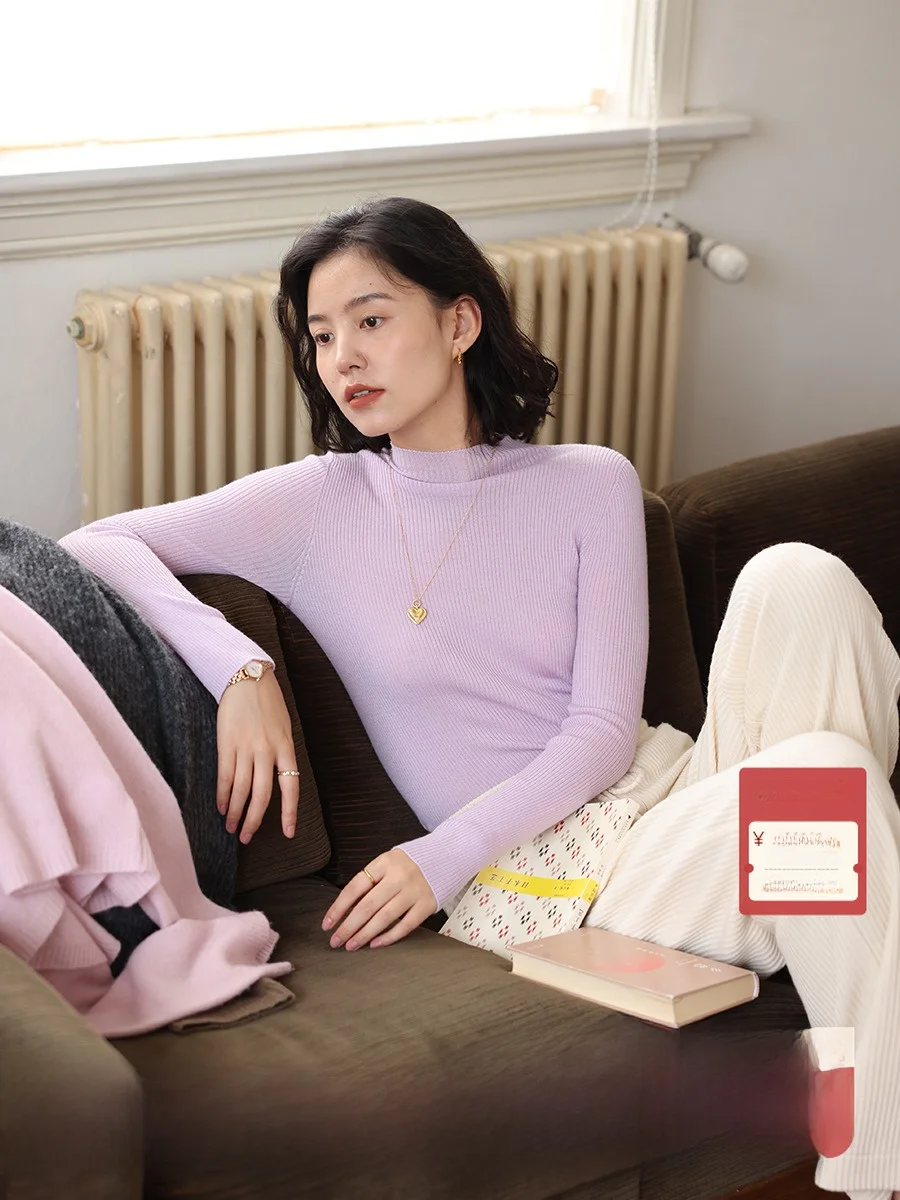 

HeyDr женский приталенный шерстяной трикотаж с высоким воротником Sl интегрированный свитер осень-зима для поездок на работу Sle Long Sve