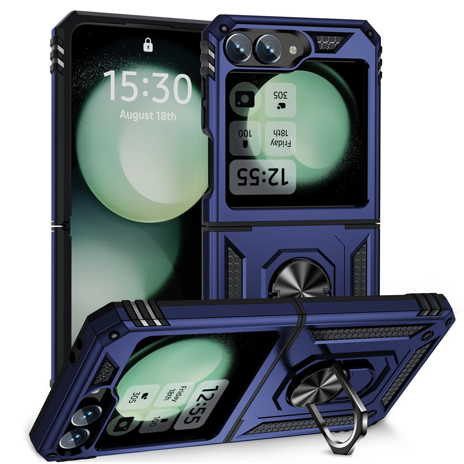 Für Samsung Galaxy Z Flip 7 Z Flip 6 Hülle Scharnierschutz 360 ° Drehring, magnetischer Ständer, stabil, schwer, stoßfest, vollständige Abdeckung – Detail 9