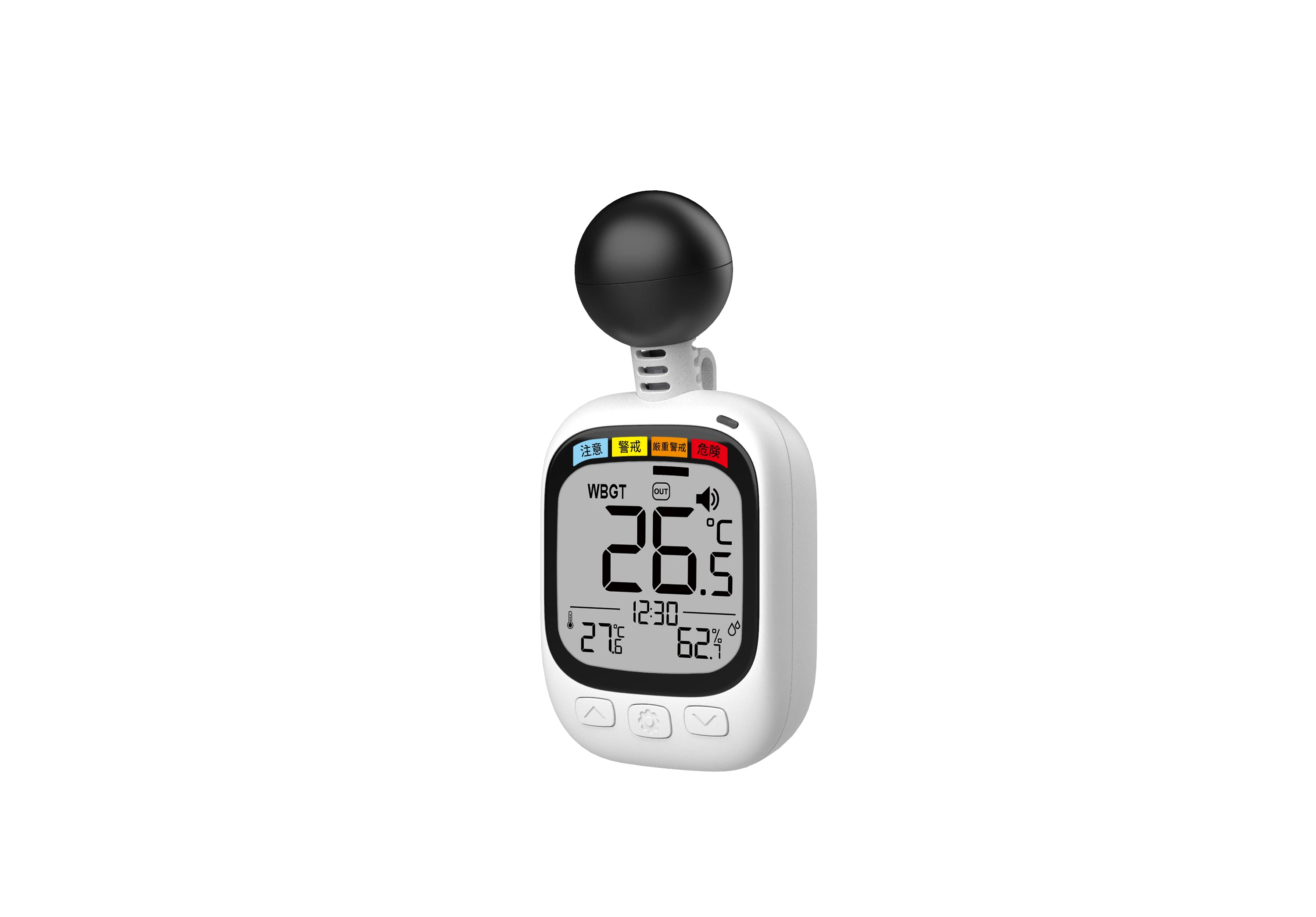 Medidor de umidade e temperatura WBGT com relógio Termômetro digital Higrômetro sem fio com termômetro de índice de calor
