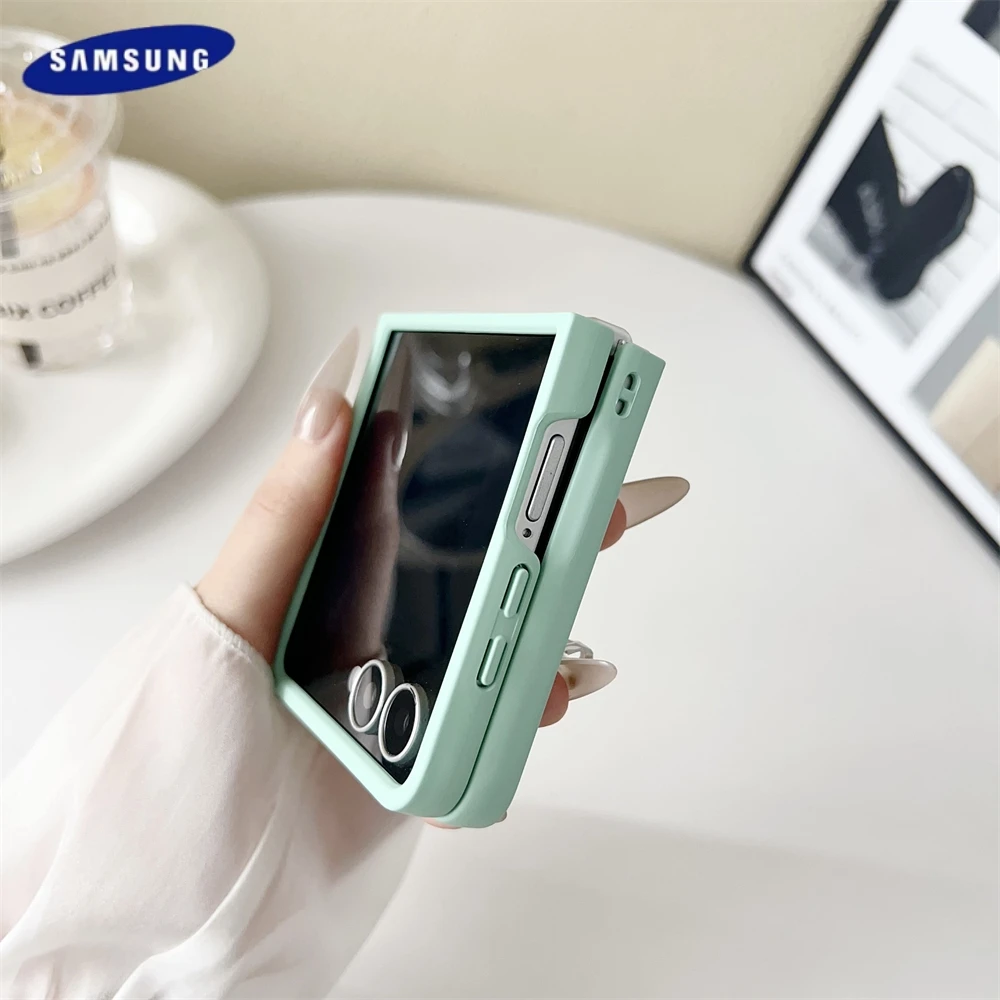 الأصلي السائل سيليكون حافظة هاتف الكمبيوتر سامسونج غالاكسي Z Flip 7 6 5 4 3 5G ماتي الجلد للصدمات كاندي الألوان غطاء ناعم Z Flip7 #4