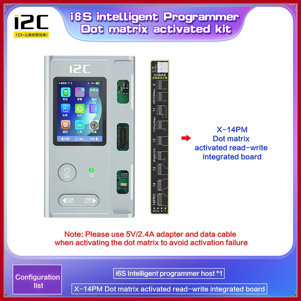 

I2C Dot Matrix Activation Read Write Integrated Board Apply to i6S Smart Programmer For iPhone X-14PM Face Lattice Repair