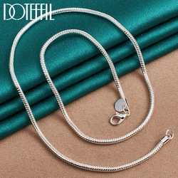 DOTEFFIL 925 스털링 실버 16/18/20/24/22/24/26/30 Inch 3mm 스네이크 체인 목걸이 여자 남자 웨딩 약혼 쥬얼리
