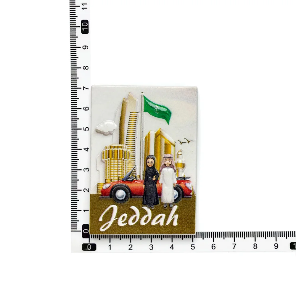 جيدا مغناطيس ثلاجة راتينج ثلاثي الأبعاد، هدايا تذكارية سياحية سعودية، ديكورات منزلية، مناظر وأشكال ثلاثية الأبعاد عالية الجودة