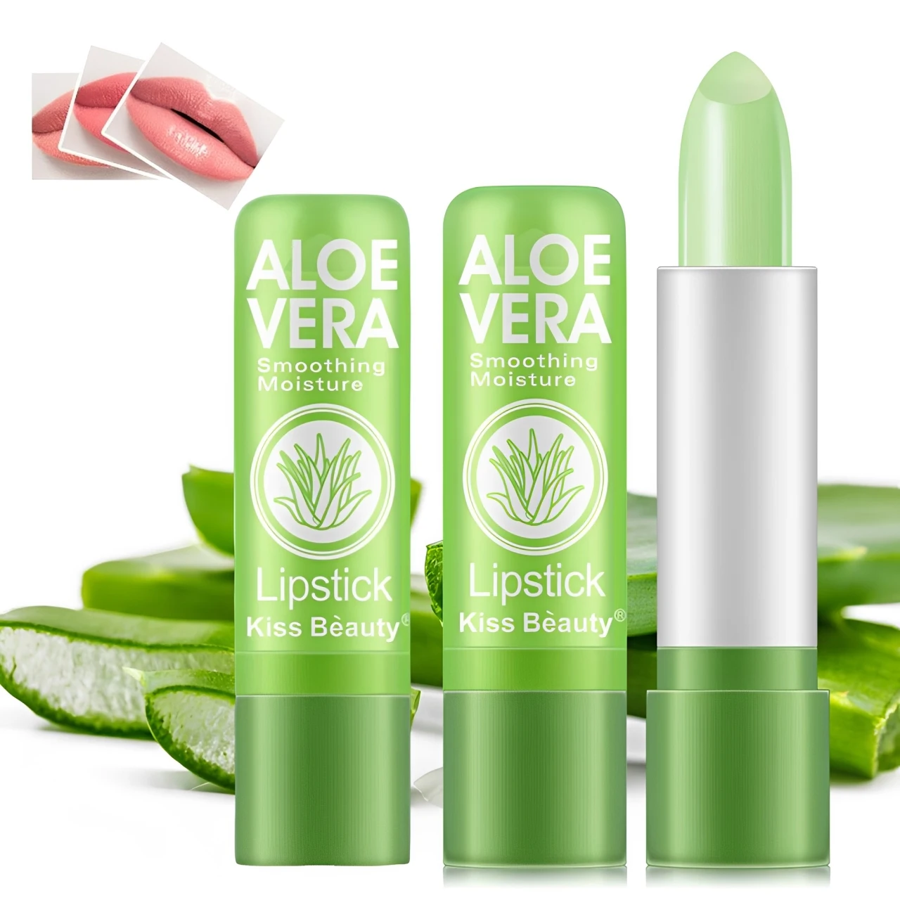 2 Bálsamos Labiales de Aloe Vera con Cambio de Color Mágico, Hidratantes y Nutritivos, Brillo Labial con Cambio de Temperatura, Cuidado y Maquillaje Labial