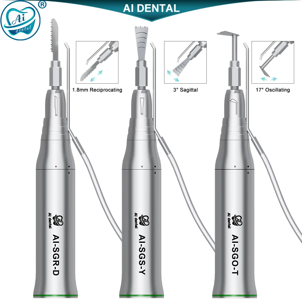 Dental Implant Micro Saw Handpiece 3:1 Reduction 1.8mm Reciprocating/17° Oscillating/3° Sagittal with External Spray Nozzle