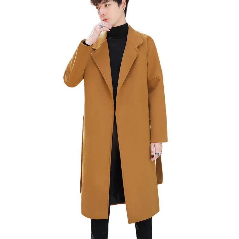 

VERSMA Japanese Harajuku Extra Long Wool Blend Winter Jacket Coat Men Warm Loose Plain Unisex Woolen Trench Coat Men Windbreaker