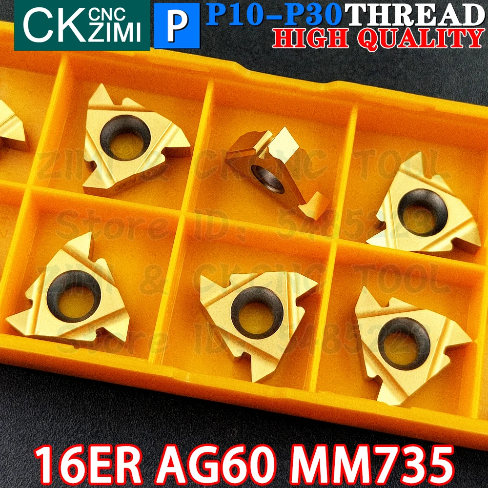 16ER AG60 MM735 Carbide Inserts External Thread Threaded Inserts Tools MMT16ER N60 CNC Machine Metal Lathe Turning Cutter Tools