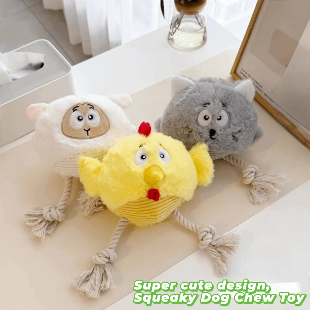 

Creative Squeaky Dog Toy Bite-resistant Wear-resistant Cleaning Tooth Chew Toy Cartoon Animal Shape Pet Squeeze Sound Toy
