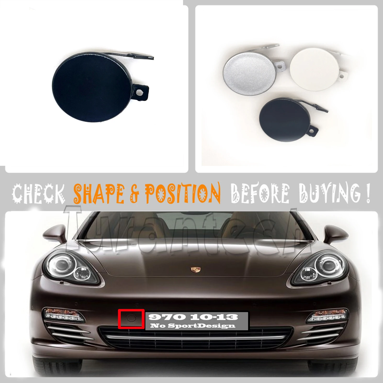 For 10-13 Porsche Panamera 970 Base Turbo GTS S 3.0L 3.6L 4.8L FRONT TOW EYE CAP COVER 97050570300 97050570301