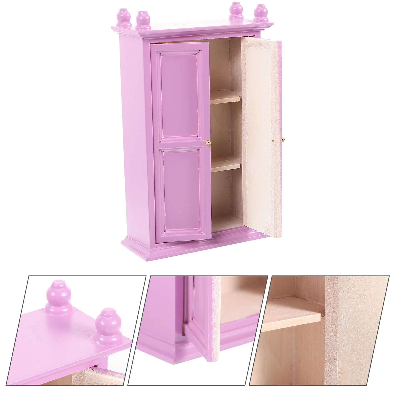 Miniture House Furniture DIY Wooden Ornaments Dollhouse Furnitures Purple Micro Scene