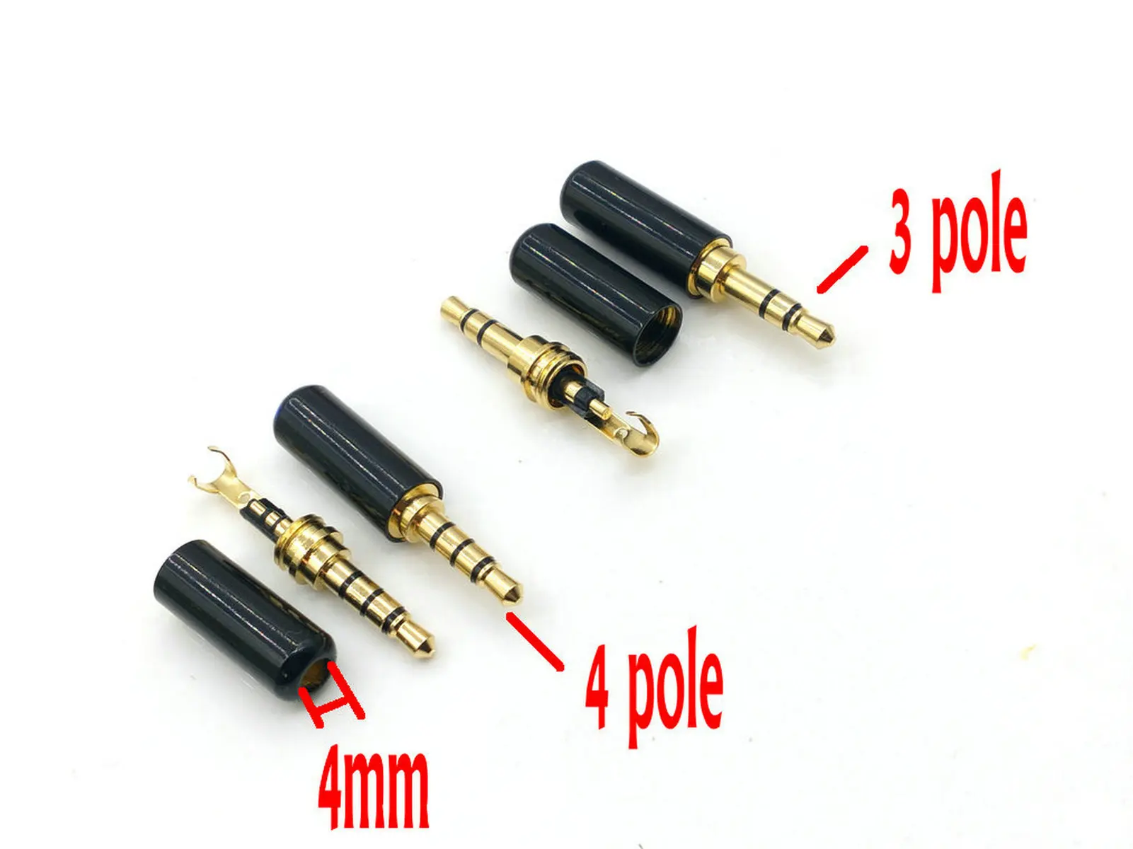 

100pcs BRASS 1/8" 3.5mm male 3 pole/4 pole stereo plug Repair Headphone Cable Solder CONNECTOR