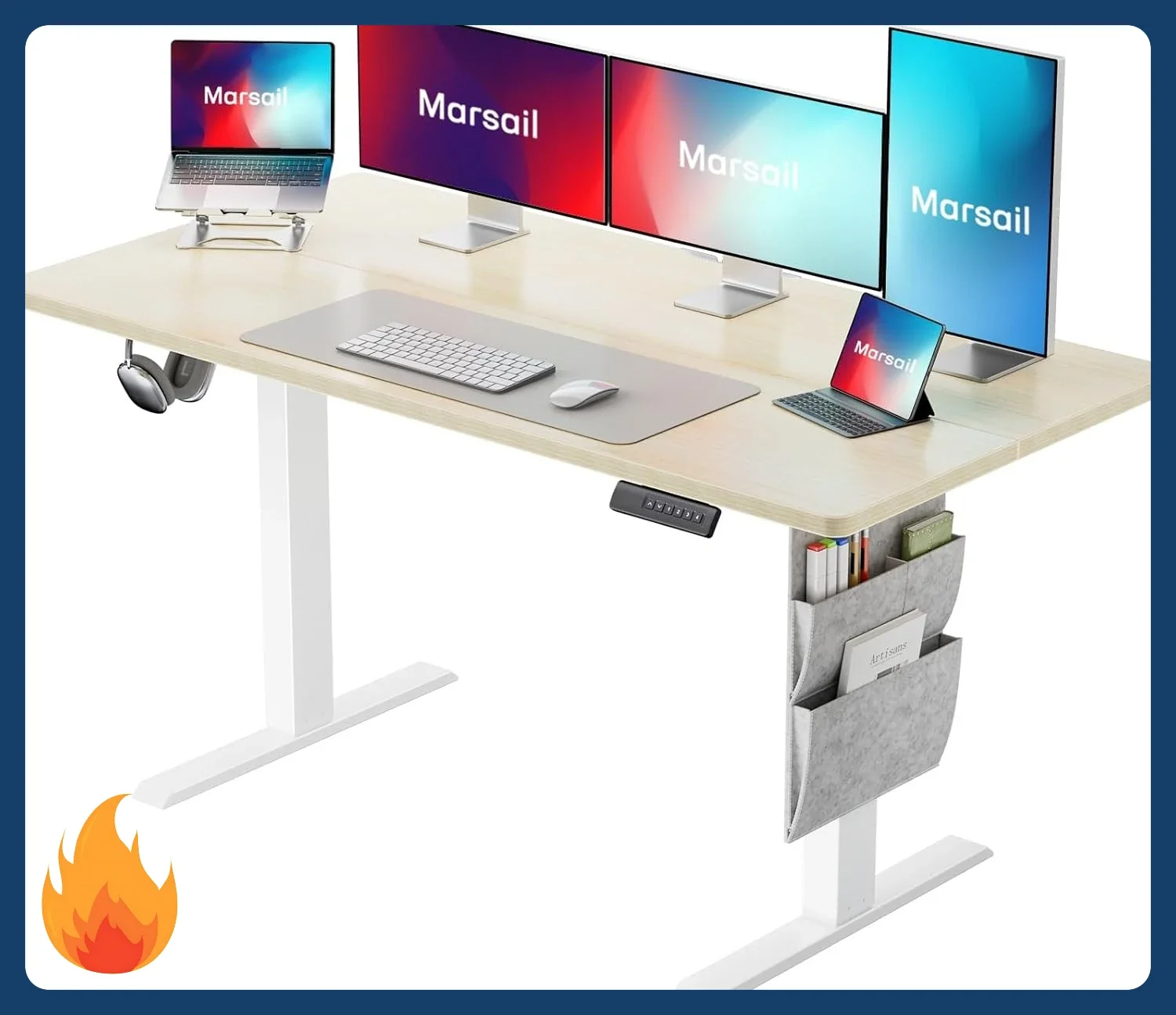 [New Arrival!]48x24 Electric Standing Desk - Adjustable Height Computer Desk with Memory Presets, Storage Bag & Cable Management