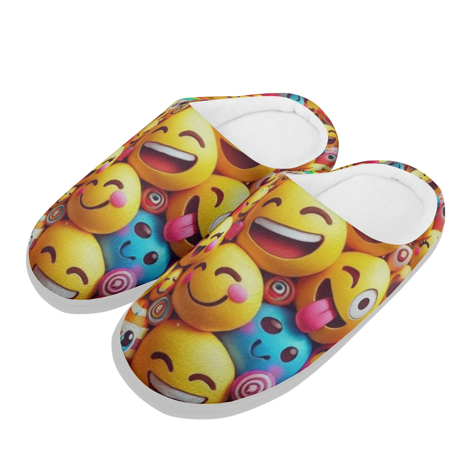 

Emoji Face Print Home Cotton Slippers for High Quality Plush Casual Keep Warm Shoes Thermal Slipper