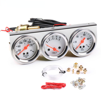 Chrome 2inch 52MM Triple gauge kit Volt meter Water temp Temperature gauge Oil press Pressure Gauge Car meter