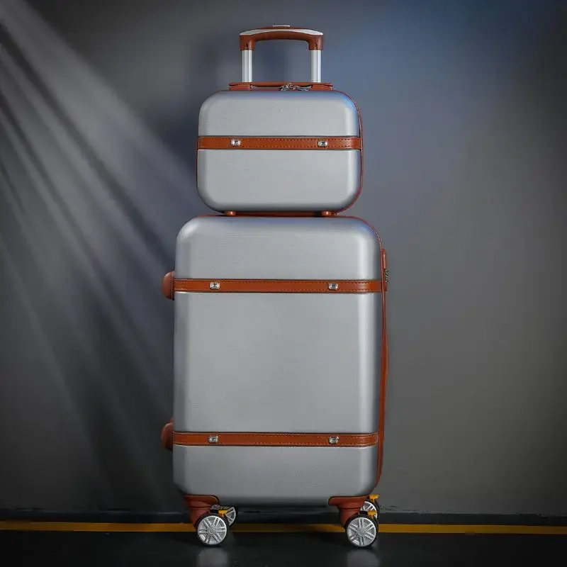 Retro Style Luggage 20 Inch Carry-on Suitcase Password Luggage Set for Students 26 Inches Large Capacity Trolley Case