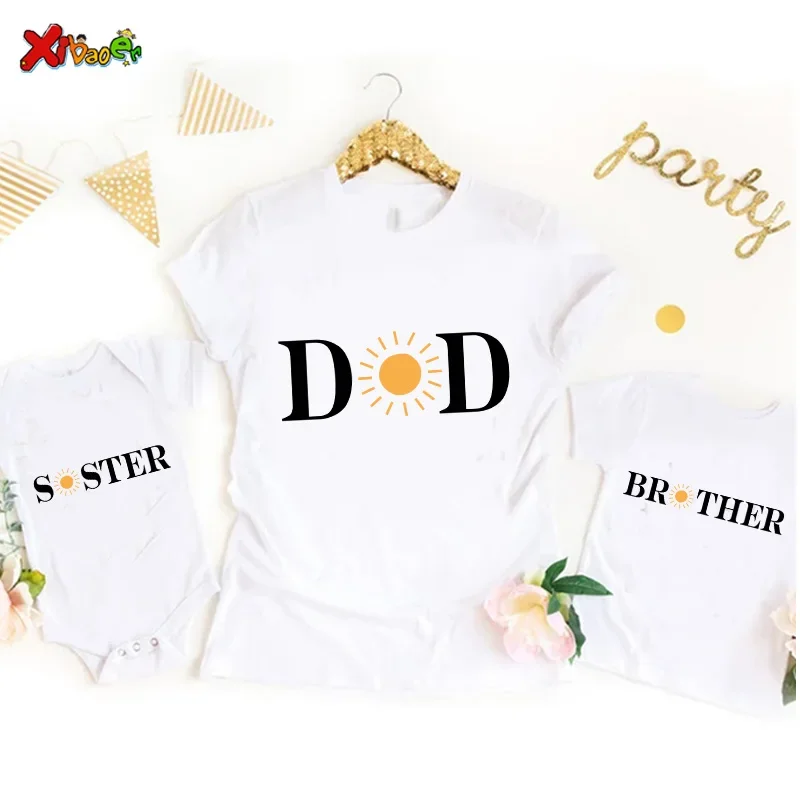 

Sunshine Family Matching Outfits boy girls shirts Kids White Short Sleeve T Shirt MOMMY and Me Baby Kids Clothes Father Outfits