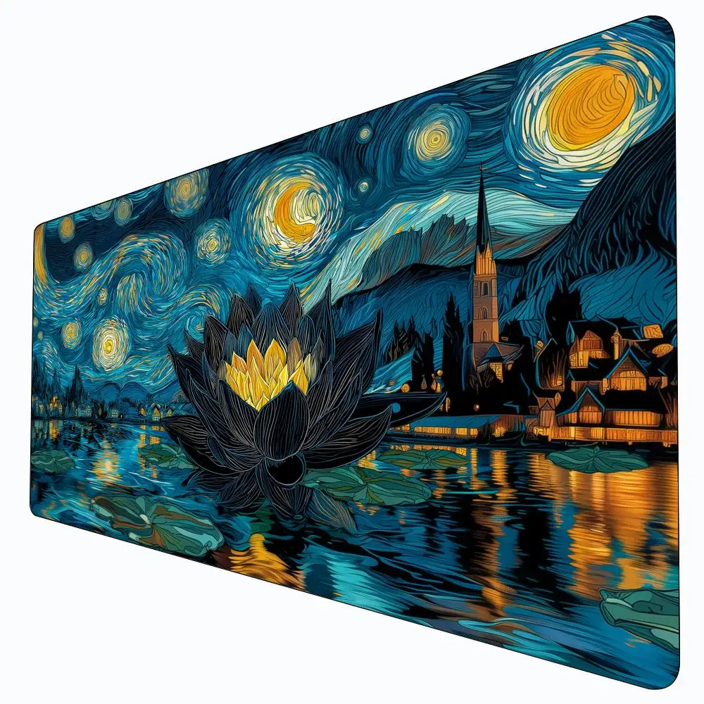 

Starry Moon Night Lotus MTG Playmat Magic Card Battle Mat Non-Slip Durable 35X60CM Commander playmat Board Game Mat for TCG