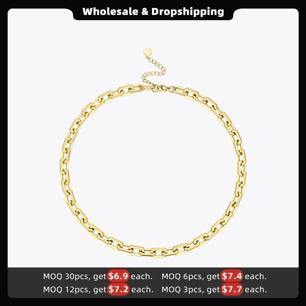 ENFASHION Punk Square Chain Necklaces For Women's 18K Gold Plated Stainless Steel Goth Necklace Fashion Jewelry Collar P203159