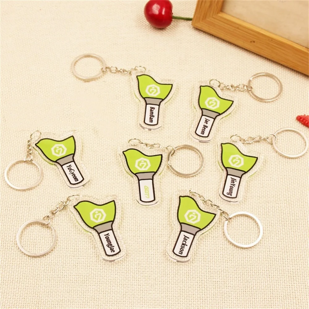 Kpop GOT7 Keychain 4CM Acrylic Bird Lightstick Pendant Backpack Accessories Key Ring Charm JinYoung Jackson Fans Collection Gift