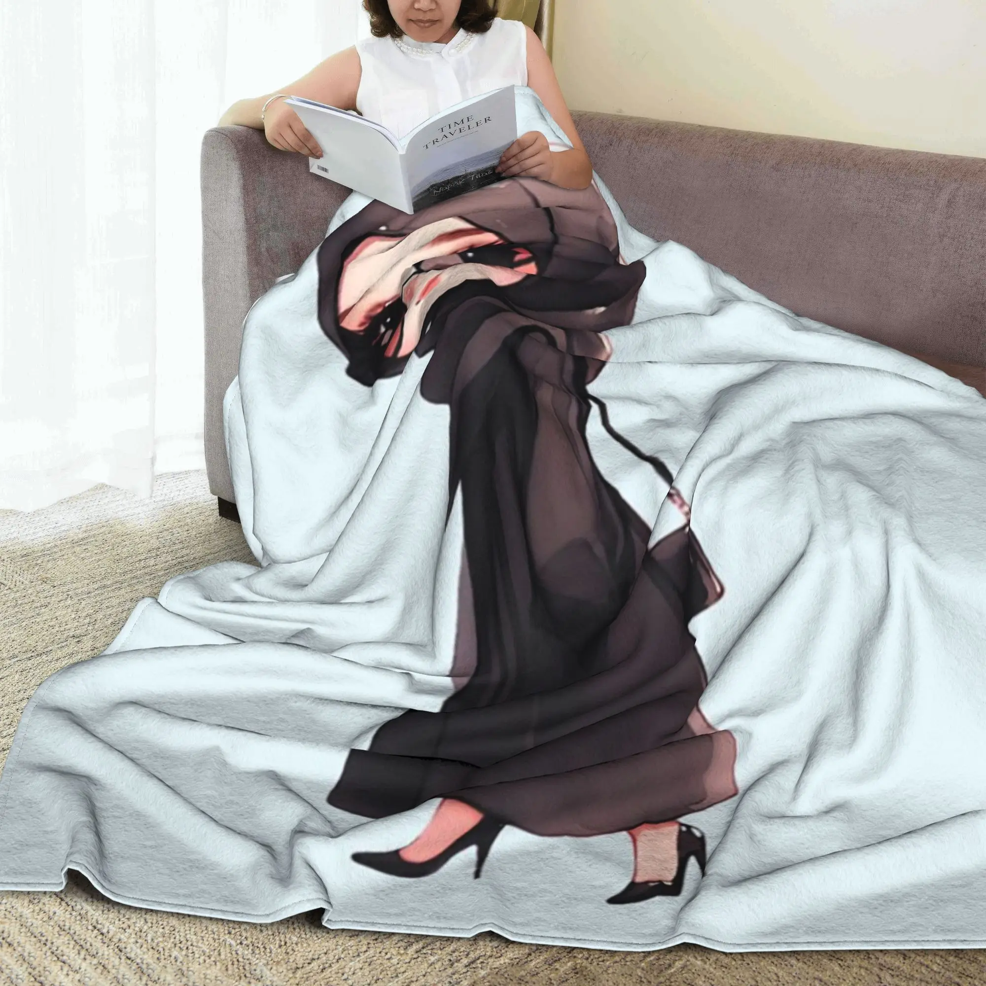 

Stylish Hijabi Girl Digital Art Illustration Blanket Fleece Sofa Throw Blanket for Couch Bedding Office Throws Bedspread Quilt