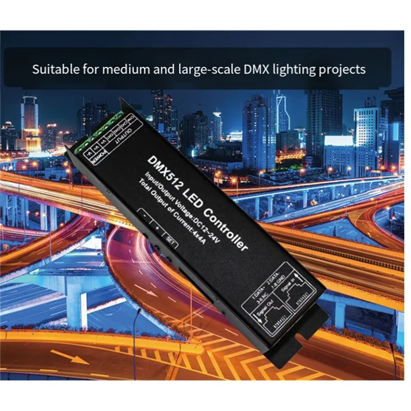FFYY-LED DMX512 4CH デジタルディスプレイデコーダー RGBW ストリップライト DC12-24V 4A/CH DMX512 4CH 調光ドライバー用