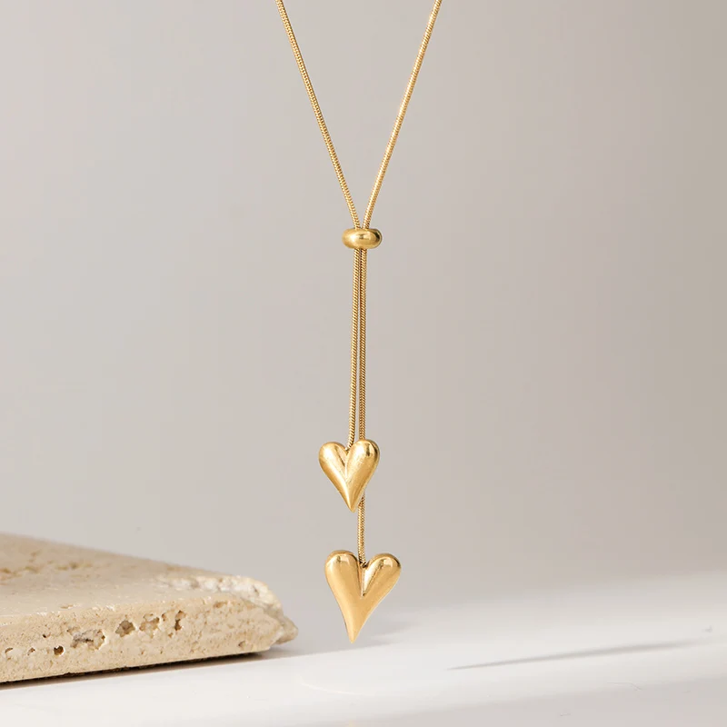 EILIECK 316L Edelstahl Goldfarben Herz-Liebesanhänger Halskette Ohrringe Set für Damen Trendiger Wasserdichter Schmuck Damengeschenk – Detail 16