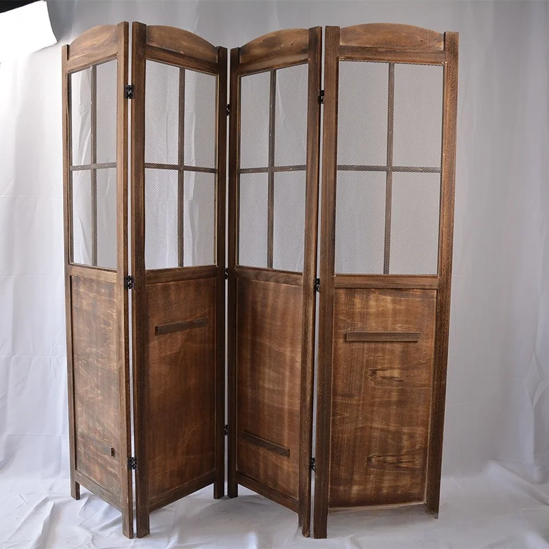 

Wood retro screen Nordic screen partition folding partition mobile screen decoration old