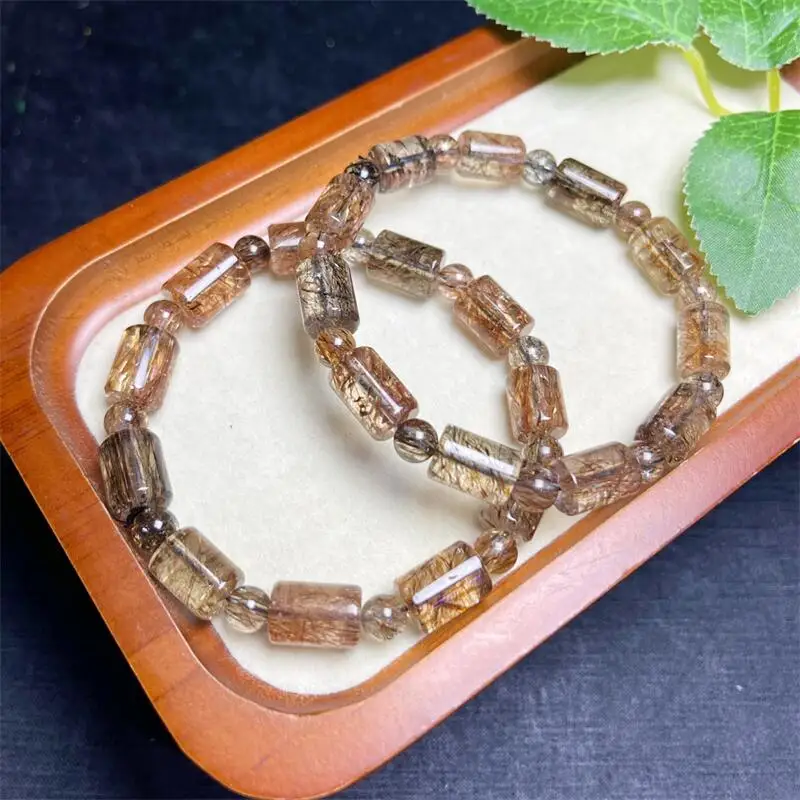 Natural Black Gold Super Seven Quartz Bucket Bracelet Energy Gemstone Women Jewelry Healing Birthday Present 1pcs 8/9/10MM