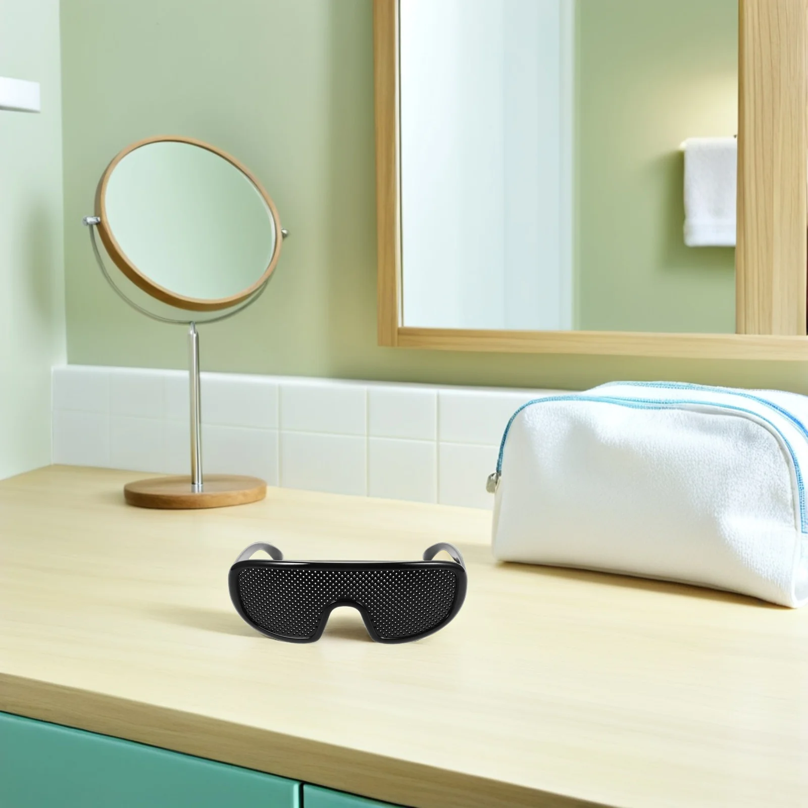 

2Pcs Lightweight Black Frame Pinhole Glasses Multi Hole Sunglasses Nearsighted Trainer Hiking Driving Black Round Glasses