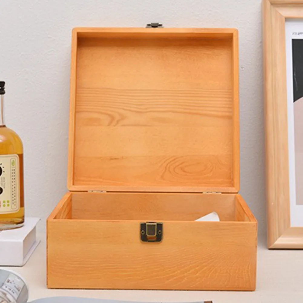 Wooden Storage Box Pine Rectangular Flip Solid Wood Gift Box Handmade Craft Case Organizer Container Case For Home Storage Decor