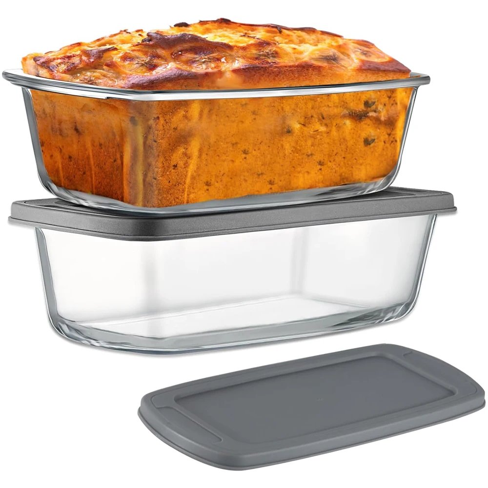 

Glass Loaf Pans for Baking Bread with Lids 1800ml Glass Loaf Pan Oven, Dishwasher, Fridge, Freezer & Microwave Safe, Bread Pan