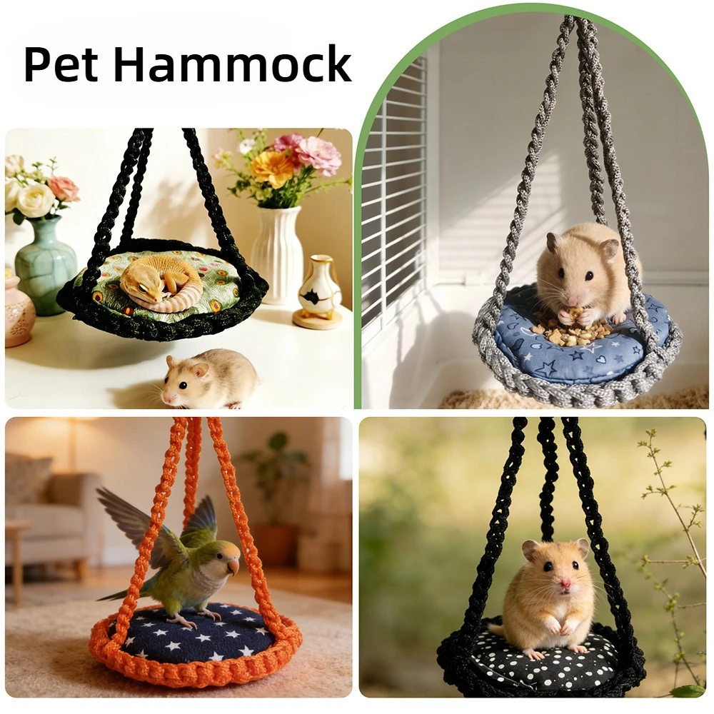 

Портативная подвесная лежанка для гекконов, гамак-качели для рептилий, милый домик для хомяков, белок, попугаев, змей