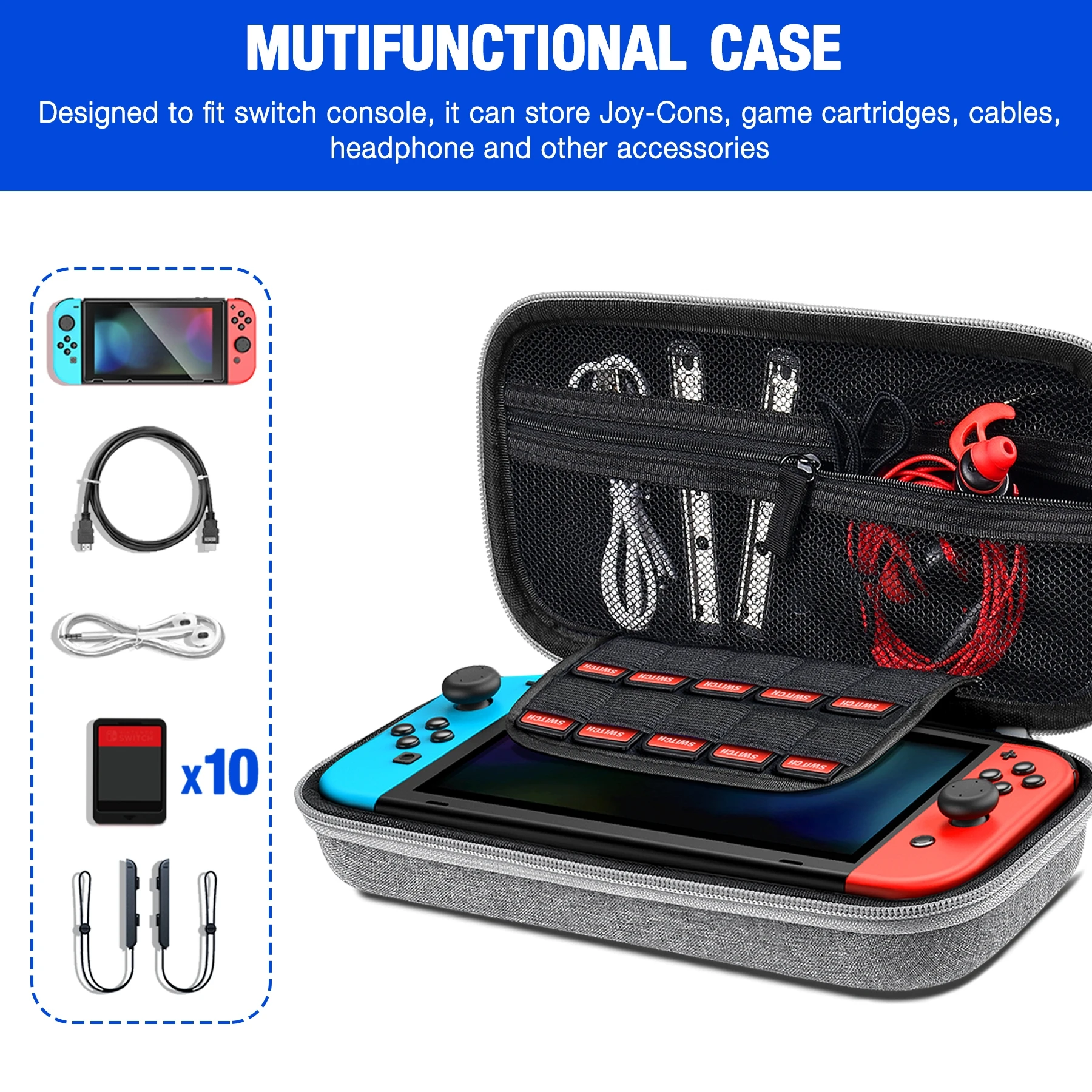Bolsa Interruptor Impermeável para Caso Nintendo, Protetor de Tela para Armazenar Console Cartões Joycons e Outros Acessórios