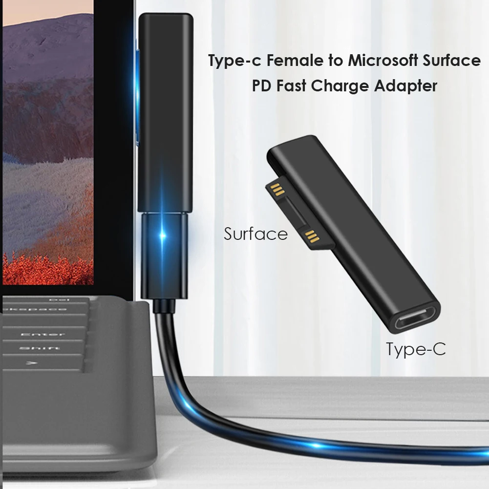 ​ ​ Microsoft Surface Pro X 8 7 6 5 4 Go Libro Tipo C PD Adaptador magnético de carga rápida Cargador de tableta Convertidor Enchufe ​